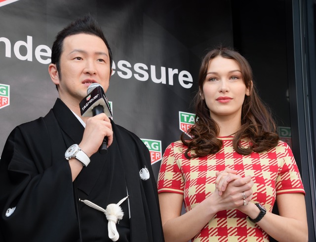 中村獅童、ベラ・ハディッド／TAG Heuer 銀座 ブティックオープニングセレモニー