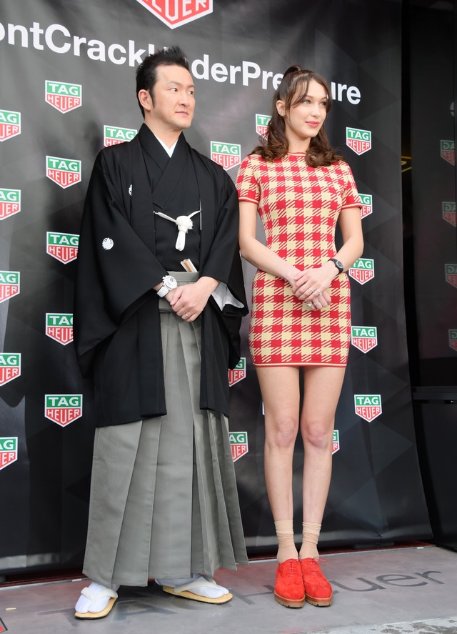 中村獅童、ベラ・ハディッド／TAG Heuer 銀座 ブティックオープニングセレモニー