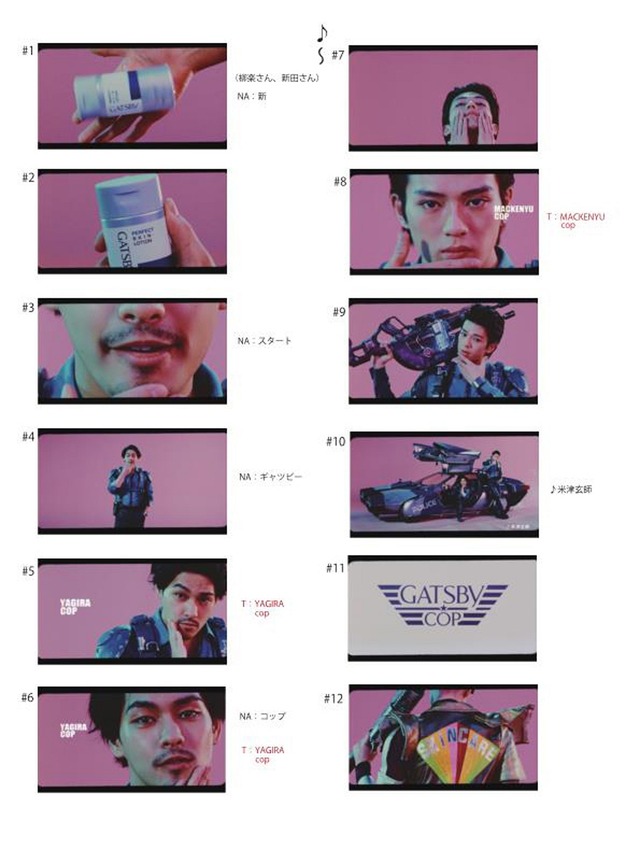 新TV-CM「GATSBY COP スタート篇」（15秒）　ストーリーボード