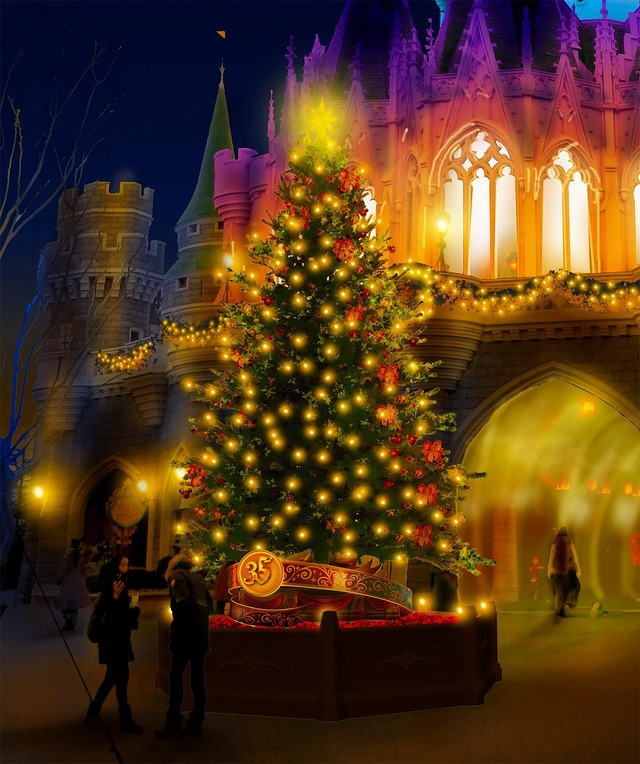 夜帯の城裏ツリー