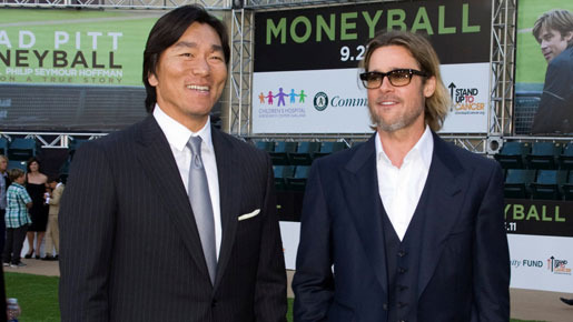 『マネーボール』プレミア時の松井秀喜選手とブラッド・ピット