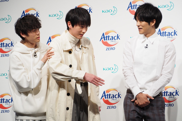 松坂桃李、菅田将暉、杉野遥亮／「アタックZERO 新CM発表会」