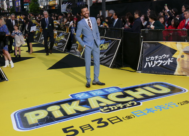 映画『名探偵ピカチュウ』ワールドプレミア“稲妻”イエローカーペットジャスティス・スミス