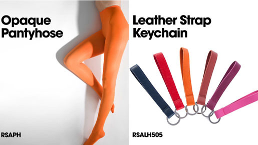 「アメリカンアパレル」タイアップ対象商品（左から）オペークパンティホーズ、レザーストラップキーチェーン