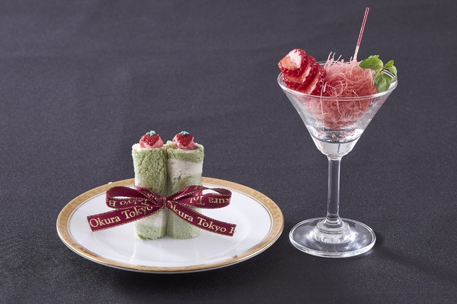 ＜白身魚のムースのカダイフ巻き いちご添え＞＜いちごサンドイッチ＞