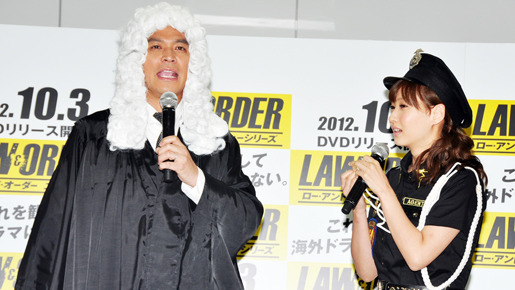 「ロー・アンド・オーダー」DVDリリース記念イベント（ますだおかだ・岡田圭右＆藤本美貴）