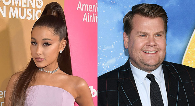 アリアナ・グランデ、ジェームズ・コーデン (C) Getty Images