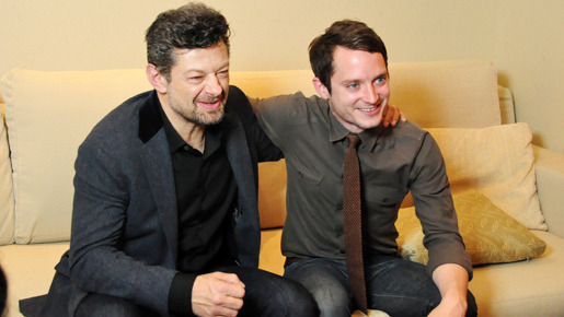 『ホビット 思いがけない冒険』イライジャ・ウッド（フロド）＆アンディー・サーキス（ゴラム役）／photo：Naoki Kurozu