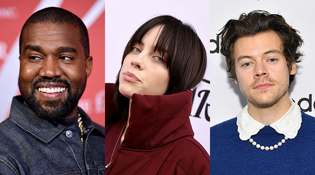 カニエ・ウェスト、ビリー・アイリッシュ、ハリー・スタイルズ (C) Getty Images