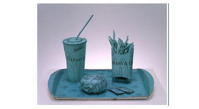 Tiffany Value Meal, 2000 ink on printed paper and hot glue 30.0 x 45.0 x 32.0cm