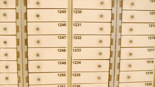 各国プレスが大集合する資料用ロッカー