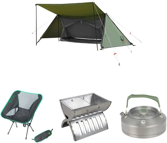 【Amazon限定ブランド】 ジージーエヌ ソロキャンプ4点セット