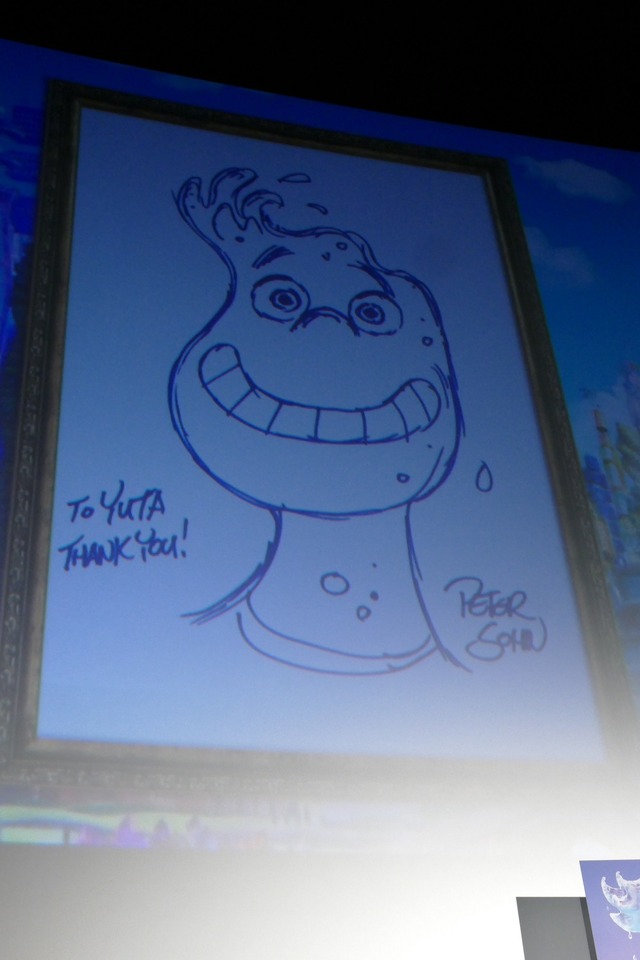 ピーター・ソーン監督による直筆イラスト『マイ・エレメント』公開記念舞台挨拶