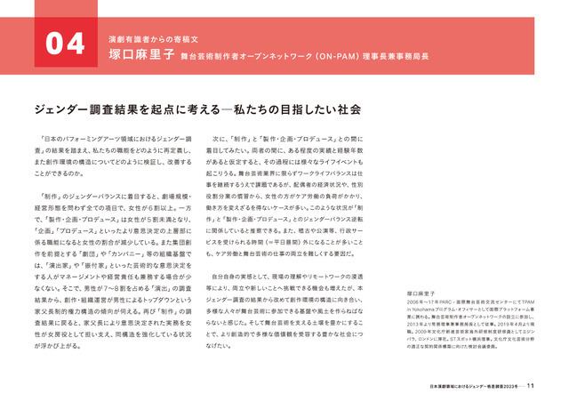 「実写映画・アニメ映画・演劇の制作現場における ジェンダー調査2023」（演劇編）