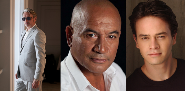 左から：マッツ・ミケルセン氏、テムエラ・モリソン氏、ダニエル・ローガン氏Photo by Greg Williams