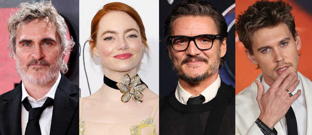 ホアキン・フェニックス Photo by Carlos Alvarez/Getty Images／エマ・ストーン Photo by Taylor Hill/FilmMagic／ペドロ・パスカル Photo by Amy Sussman/Getty Images／オースティン・バトラー Photo by Dimitrios Kambouris/Getty Images