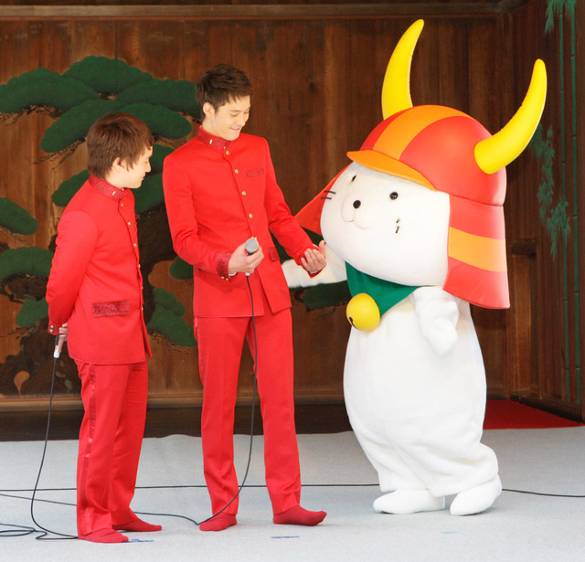 『偉大なる、しゅららぼん』クランクイン会見（濱田岳、岡田将生、ひこにゃん）