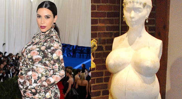 キム・カーダシアンのマタニティ・ヌード姿が彫刻に