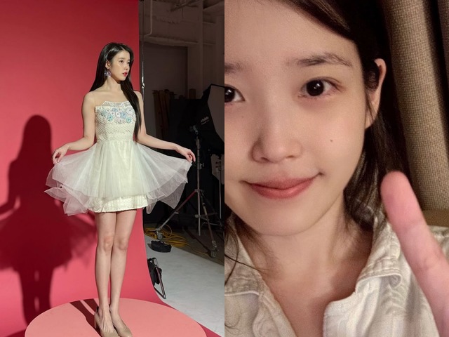 『おつかれさま』女優IUの“赤ちゃん肌”に目が釘付け！仕事中もオフも「可愛すぎる」【PHOTO】