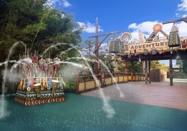 新設！びしょ濡れスポット（アドベンチャーランド入口）