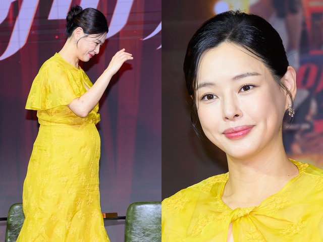 「出産間近でも変わらぬ美しさ」イ・ハニ、臨月の姿でNetflix『エマ』制作発表会に登場！【独自写真】