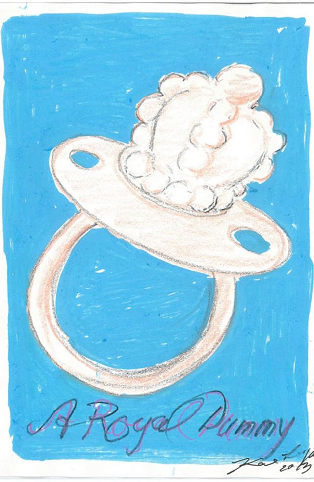 カール・ラガーフェルドがスケッチしたジョージ王子用のおしゃぶり