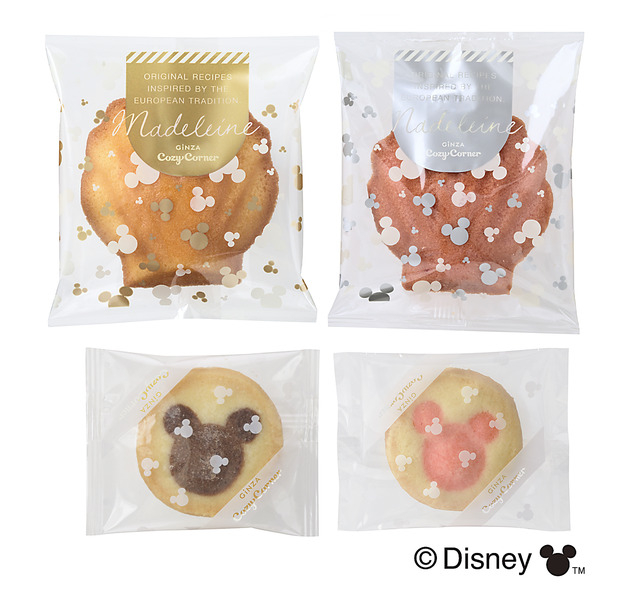 内容：バターマドレーヌ 3個、いちごマドレーヌ 2個、クッキー（ミッキー／黒）2個、クッキー（ミッキー／ピンク）2個