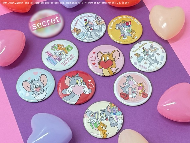 TOM and JERRY × Flapper描き下ろしイラスト 缶バッジ ブラインド（全10種）※1種シークレット各¥495（税込）