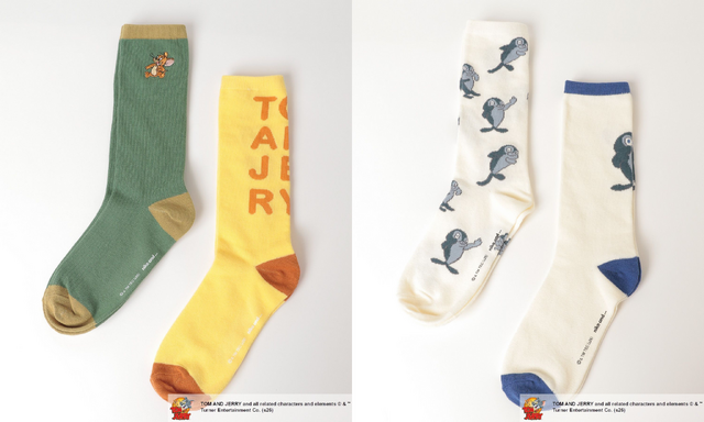 2Pソックス　1,980円（税込）グリーン×イエロー / オフホワイト　「トムとジェリー」×「niko and ...」コラボレーション