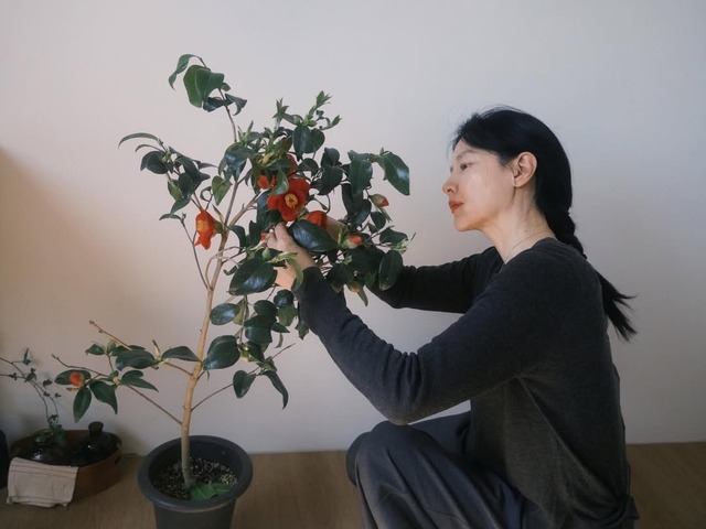 イ・ヨンエ、花と過ごす豊かな日常に羨望の眼差し…椿のアート作品に“大満足”【PHOTO】