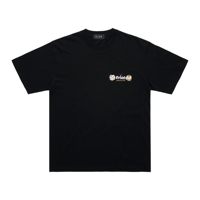 ちいかわ×オリオンビール シーサーのおみやげやさん Tシャツ ブラック_カンパ～イ／©nagano©Uema©Orion