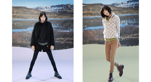 左：「［URBAN FLEECE］フリースブルゾン」（1色、サイズS・M・L・XL　2,990円）　右：マイクロフリースにチェック柄、ドット柄、雪柄などのプリントを施したシリーズ「プリントフリースフルジップジャケット」（全2色、サイズS・M・L・XL　1,990円）