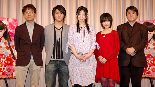 『東京少女』完成披露試写会。左から小中和哉監督、佐野和真、夏帆、福永マリカ、丹羽多聞アンドリウプロデューサー。