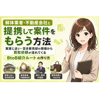 解体業者・不動産会社と提携して買取案件をもらう方法。実家じまい・空き家売却・残置物処理の現場から買取依頼が流れてくる紹介ルートの作り方──提携先の探し方・営業のかけ方・紹介手数料の設計・紹介案件の管理
